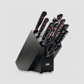 Набор ножей, 9 штук + ножницы + вилка + мусат в черной деревянной подставке , серия Classic, Wuesthof, Золинген, Германия, Наборы кухонных ножей WUESTHOF