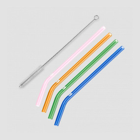 Набор из 4-х изогнутых трубочек и щетки, 23 см, стекло, ZWILLING J.A. HENCKELS, Германия, Аксессуары барные