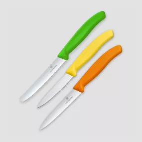 Набор из 3 кухонных ножей для овощей и фруктов Swiss Classic, VICTORINOX, Швейцария, Наборы ножей "Поварская тройка" 