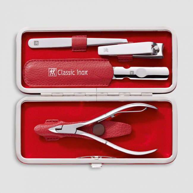 Набор маникюрный в кожаном футляре, цвет красный, 4 предмета, Classic Inox, ZWILLING J.A. HENCKELS, Германия