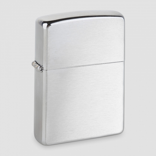 Зажигалка ZIPPO Classic с покрытием Brushed Chrome, латунь/сталь, серебристая, матовая, ZIPPO, США