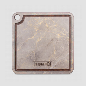 Доска для сервировки с желобом 18х18 см, мрамор итальянский серый, серия ProFashion, ComposeEat, Россия, Сервировочные доски COMPOSE EAT