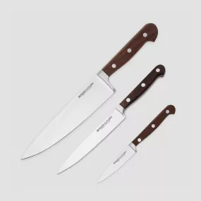 Набор кухонных ножей поварская тройка, серия Classic Smoked Oak, BERGER CUTLERY, Германия, Classic Smoked oak BERGER CUTLERY