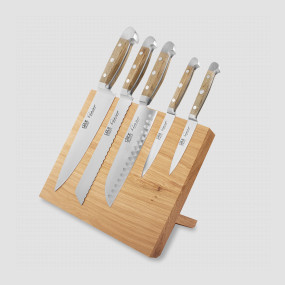 Набор из 5-и кухонных ножей на магнитной подставке из дуба, серия Alpha Fasseiche, GUDE, Золинген, Германия, GUDE (Германия)