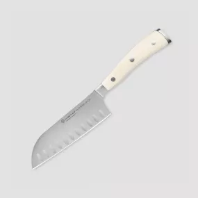 Нож кухонный Сантоку с углублениями на кромке 14 см, серия Ikon Cream White, WUESTHOF, Золинген, Германия, Немецкие поварские ножи