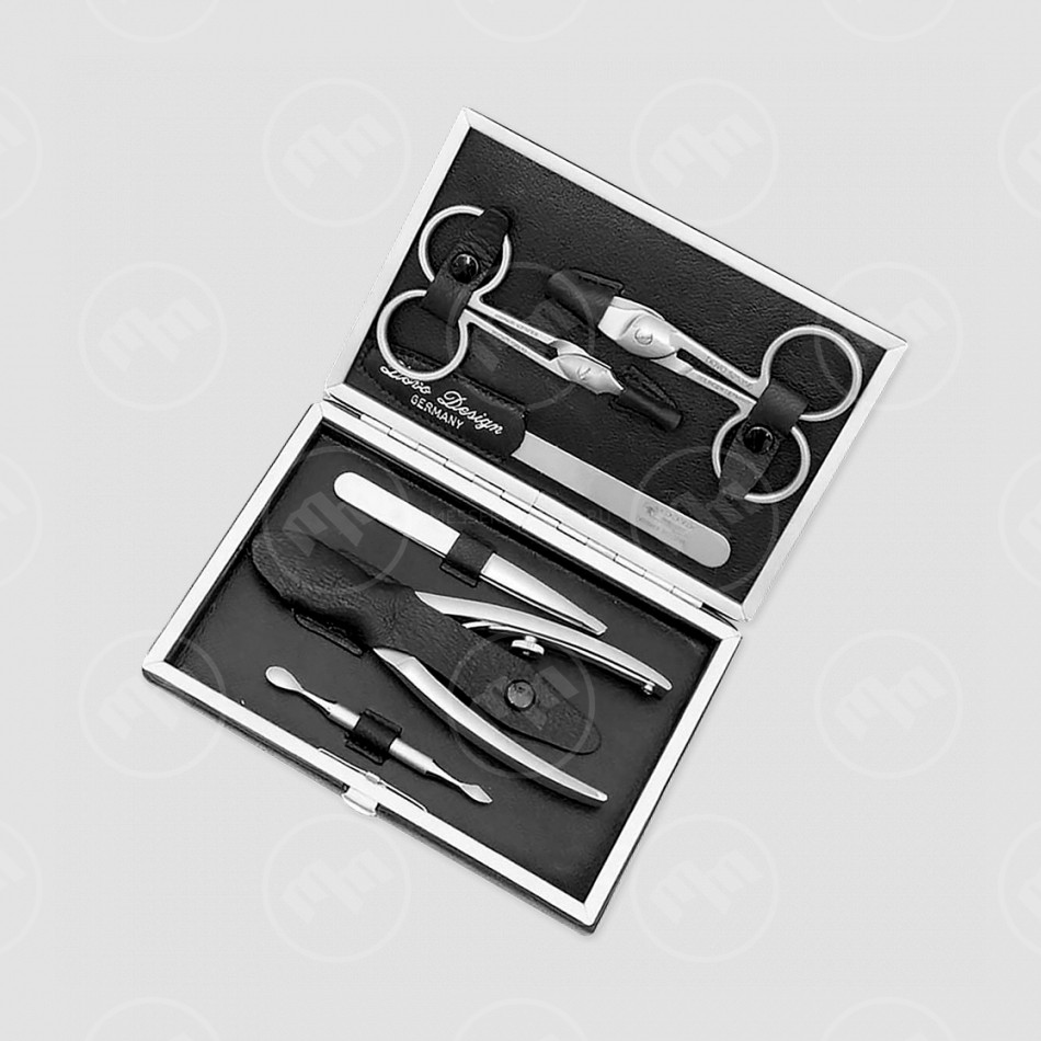 Набор маникюрный в кожаном футляре DOVO Solingen, цвет черный, 6 предметов, серия Manicure sets, DOVO, Германия