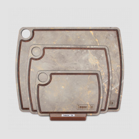 Набор из 3-х разделочных досок на подставке, в подарочной коробке, композитный материал, мрамор итальянский серый, серия Fashion, ComposeEat, Россия, Доски разделочные