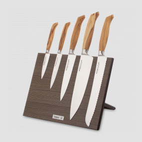 Набор кухонных ножей, 5 штук, на магнитной подставке ComposeEat, серия Ergo Line Olive, BERGER CUTLERY, Германия, Набор ножей 5 предметов
