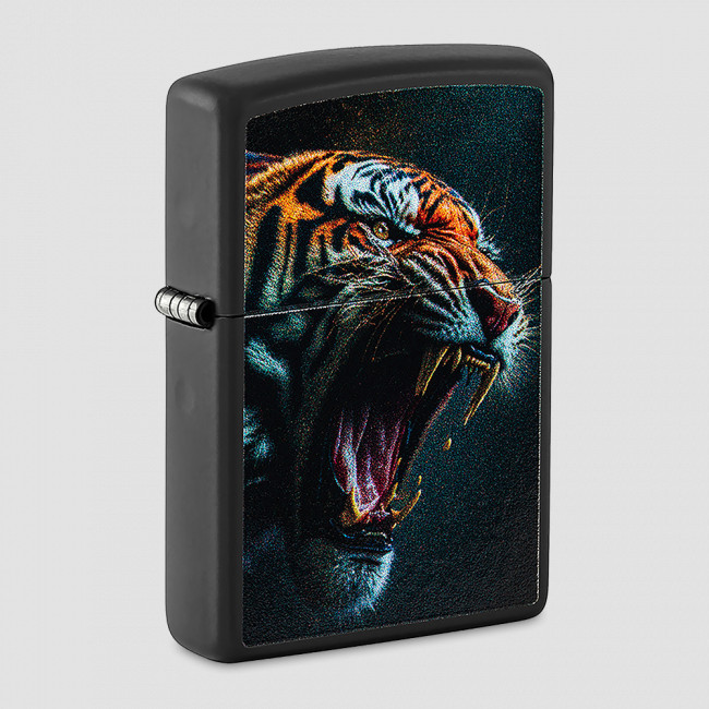Зажигалка бензиновая Tiger Roar Design Black Matte, ZIPPO, США