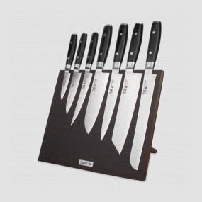 Набор кухонных ножей, 7 штук, на магнитной подставке ComposeEat (венге), серия RAN, YAXELL, Япония, YAXELL (Япония)