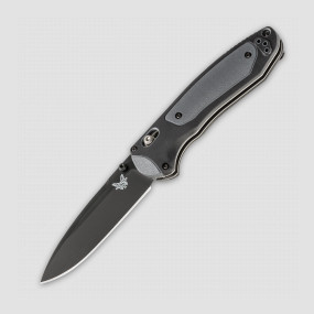 Нож полуавтоматический складной Boost, Black Versaflex Handle with Gray Grivory Inlays, Satin Finish Crucible CPM, BENCHMADE, США, 