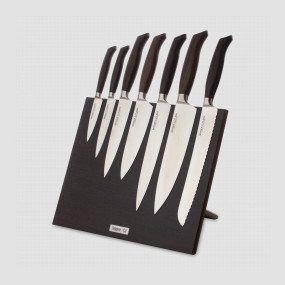 Набор кухонных ножей, 7 штук, на магнитной подставке ComposeEat, серия Ergo Line Smoked Oak, BERGER CUTLERY, Германия, Наборы кухонных ножей