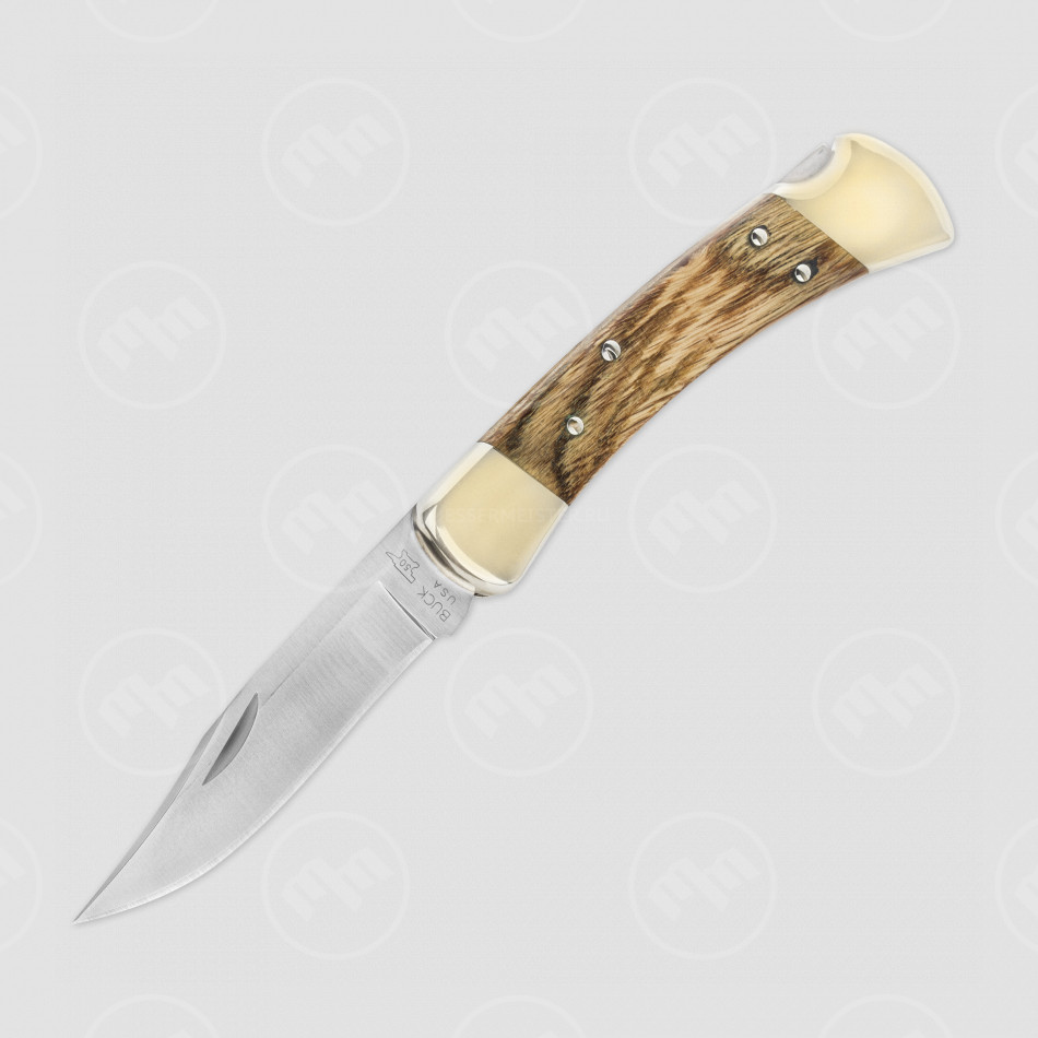 Нож складной 110 Folding Hunter Oak S30V, 9,3 см, материал клинка: сталь порошковая Crucible CPM S30V, материал рукояти: стабилизированная древесина, BUCK, США