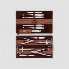 Набор маникюрный в кожаном футляре, отделка крокодил, цвет коричневый, 12 предметов Twinox, ZWILLING J.A. HENCKELS, Германия, Наборы маникюрные