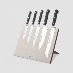 Набор кухонных ножей, 5 штук, на магнитной композитной подставке ComposeEat (светлое дерево),серия Opera, ARCOS, Испания, Набор ножей 5 предметов