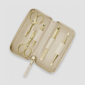 Набор маникюрный в кожаном футляре, 5 предметов, золотистый, кремовый, серия Beauty Premium, ZWILLING J.A. HENCKELS, Германия, ZWILLING J.A. HENCKELS (ГЕРМАНИЯ)