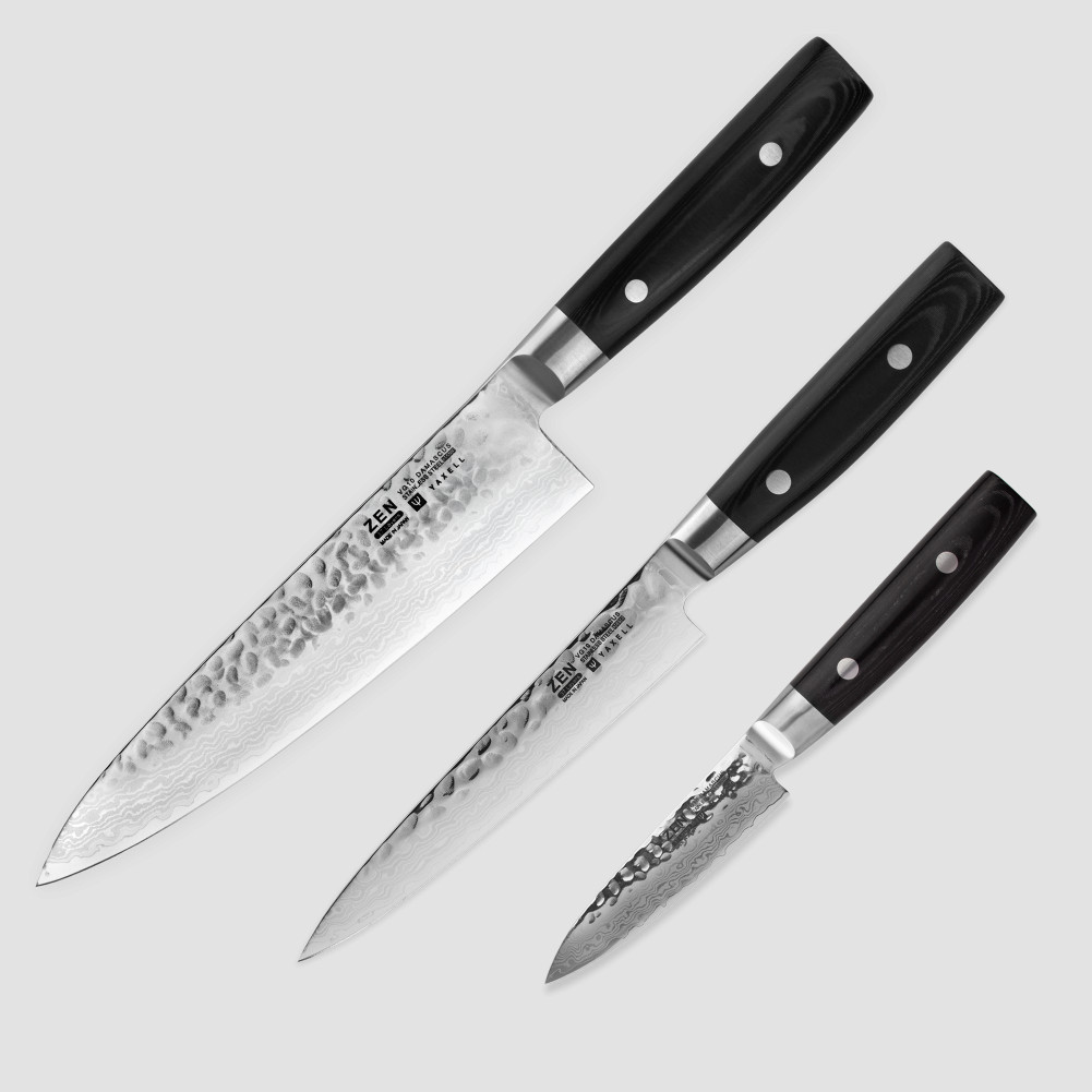 Набор кухонных ножей поварская тройка, серия Zen, YAXELL, Япония