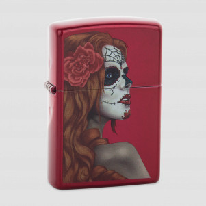 Зажигалка ZIPPO Classic с покрытием Candy Apple Red, латунь/сталь, красная, глянцевая, ZIPPO, США, Зажигалки