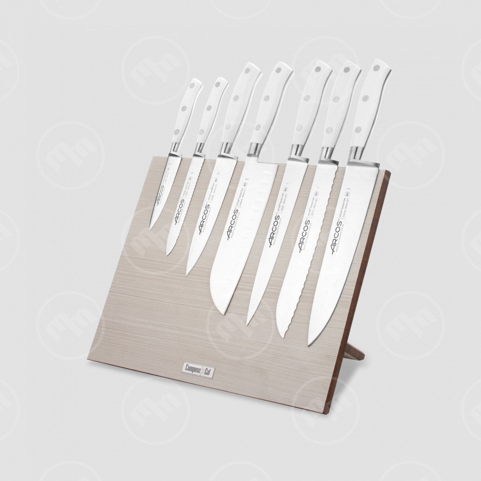 Набор кухонных ножей, 7 штук, на магнитной композитной подставке ComposeEat (светлое дерево),серия Riviera Blanca, ARCOS, Испания