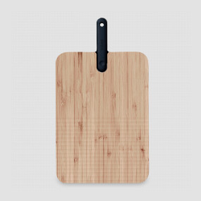 Доска разделочная из бамбука, размер 43x24x2,4 см, с ножом для хлеба, 20 см, черная ручка, серия Chopping boards and Knives, TREBONN, Италия, Доски разделочные