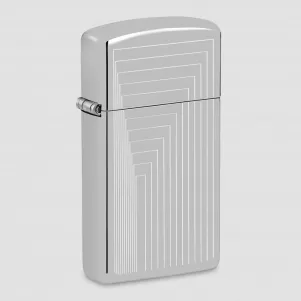 Зажигалка бензиновая узкая Slim Laser Pattern High Polish Chrome, ZIPPO, США, Зажигалки ZIPPO