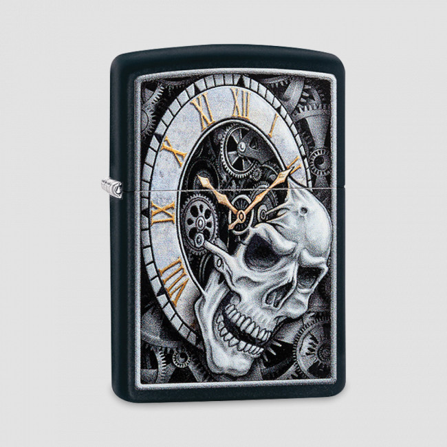 Зажигалка Skull Clock Design Black Matte, ZIPPO, США