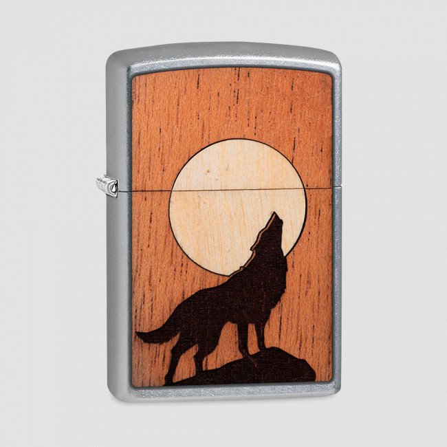 Зажигалка WOODCHUCK USA Howling Wolf Street Chrome, ZIPPO, США