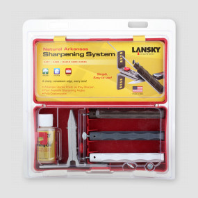 Набор точильного приспособления, с 3 натуральными камнями, Natural Arkansas System, Soft/Hard/Black Hard Arkansas, LANSKY, США, LANSKY (США)