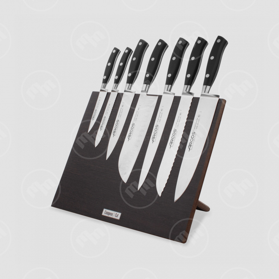 Набор кухонных ножей, 7 штук, на магнитной композитной подставке (венге),серия Riviera, ARCOS, Испания