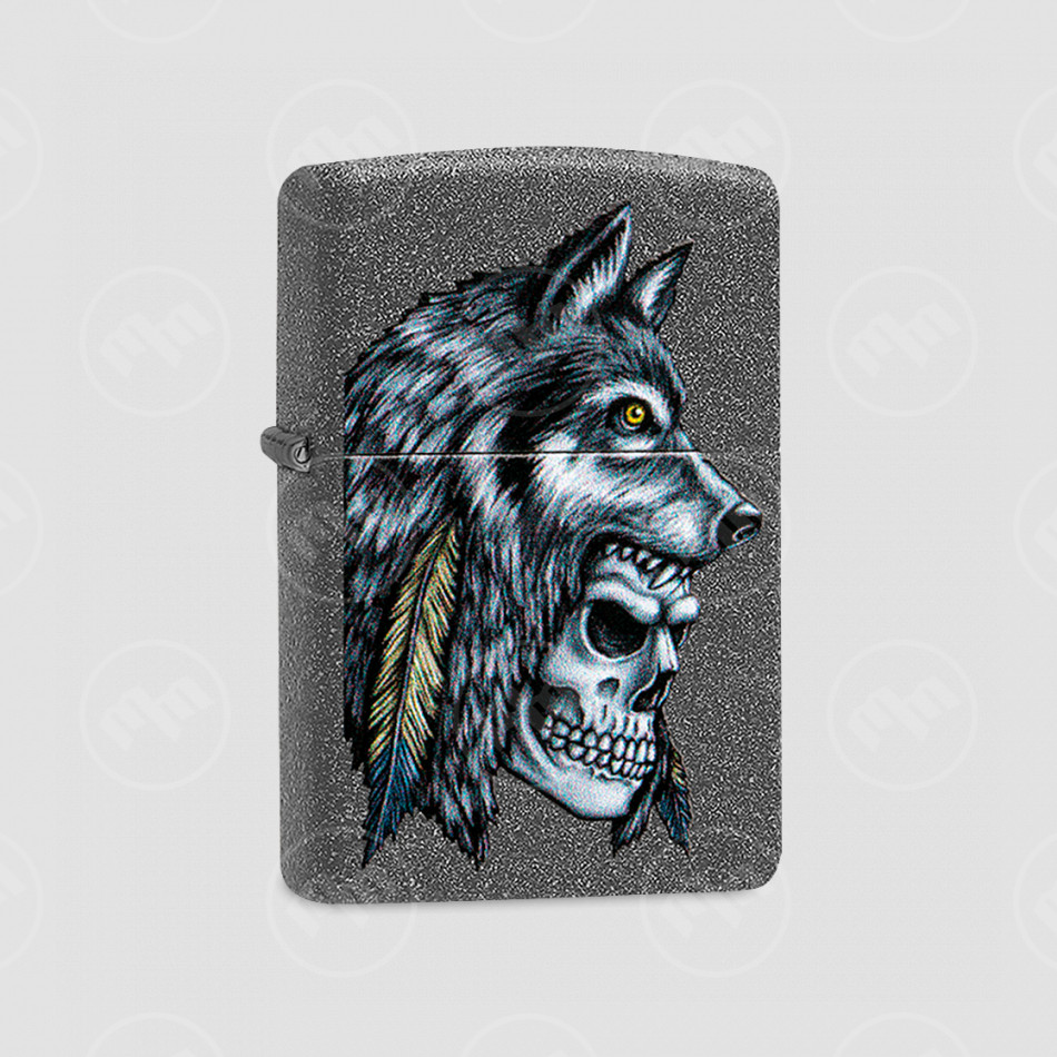 Зажигалка Wolf Skull Feather Design Iron Stone, ZIPPO, США