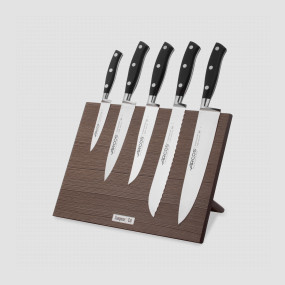 Набор кухонных ножей, 5 штук, на магнитной композитной подставке ComposeEat (темное дерево),серия Riviera, ARCOS, Испания, Подарочный набор кухонных ножей