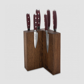Набор из 6-ти кухонных ножей на подставке из дуба, серия GOU 161, YAXELL, Япония, YAXELL (Япония)
