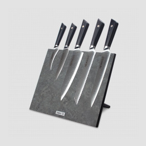 Набор кухонных ножей, 5 штук, на магнитной подставке, серия Triangle Damascus, HEIMCUT, Россия, Наборы кухонных ножей
