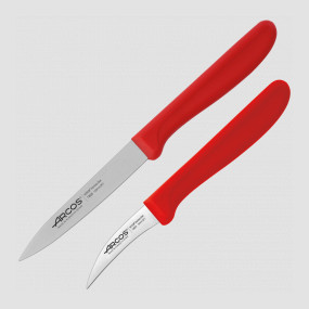 Набор кухонных ножей для чистки и нарезки овощей, рукоять красная, серия Genova, ARCOS, Испания, 