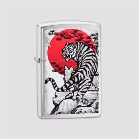 Зажигалка Asian Tiger Design Brushed Chrome, ZIPPO, США, Зажигалки ZIPPO