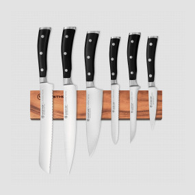 Набор из 6-ти кухонных ножей на магнитном держателе из дерева акации, серия Classic Ikon, WUESTHOF, Золинген, Германия, Наборы ножей 6 предметов