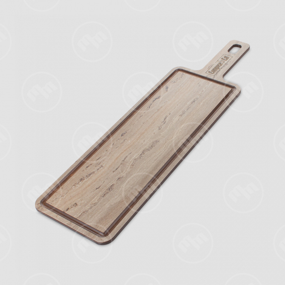 Доска композитная с желобом для сервировки и подачи, 42х12см, травертин капучино, серия ProFashion, ComposeEat, Россия