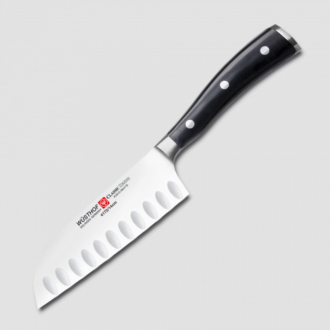 Нож кухонный Сантоку с углублениями на кромке 14 см, серия Classic Ikon, WUESTHOF, Золинген, Германия