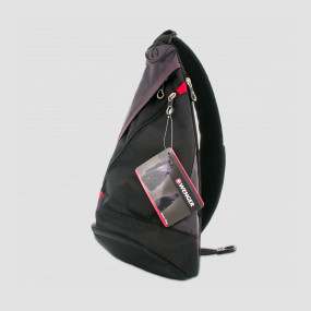 Рюкзак на одно плечо WENGER, черный/серый, 45 х 25 х 15 см, объем: 7 л, WENGER, Швейцария, WENGER (Швейцария)