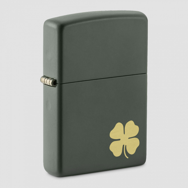 Зажигалка бензиновая Four Leaf Clover Green Matte, ZIPPO, США
