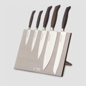 Набор кухонных ножей, 5 штук, на магнитной подставке ComposeEat, серия Ergo Line Smoked Oak, BERGER CUTLERY, Германия, Набор ножей 5 предметов