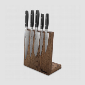 Набор из 5-ти кухонных ножей на подставке из дуба, серия RAN, YAXELL, Япония, YAXELL (Япония)