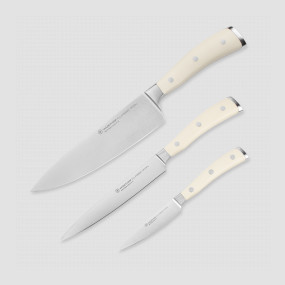 Набор из 3-х кухонных ножей поварская тройка, серия Ikon Cream White, WUESTHOF, Германия, Наборы кухонных ножей