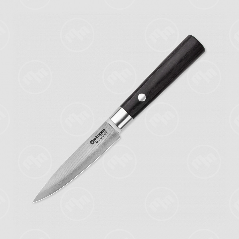 Нож для чистки и нарезки овощей и фруктов, 9,5 см, серия Damast Black, BOKER, Германия
