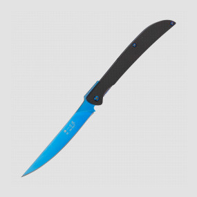 Нож складной для стейка Itto-Ryu Folding Steak, Blue Ti-Coated D2 Tool Steel, Carbon Fiber Handles, HIKARI, Япония, HIKARI (Япония)