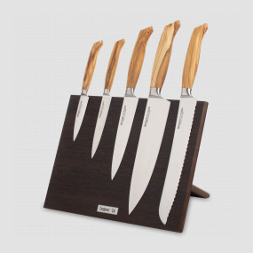 Набор кухонных ножей, 5 штук, на магнитной подставке ComposeEat, серия Ergo Line Olive, BERGER CUTLERY, Германия, Набор ножей 5 предметов