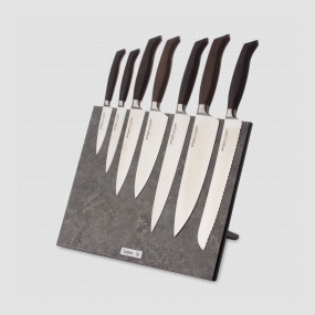 Набор кухонных ножей, 7 штук, на магнитной подставке ComposeEat, серия Ergo Line Smoked Oak, BERGER CUTLERY, Германия, Наборы кухонных ножей