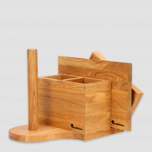 Подставка для ножей и кухонных аксессуаров US004ON, 30,5 х 22 х 22 см, дерево дуб, WOODINHOME, Россия, 