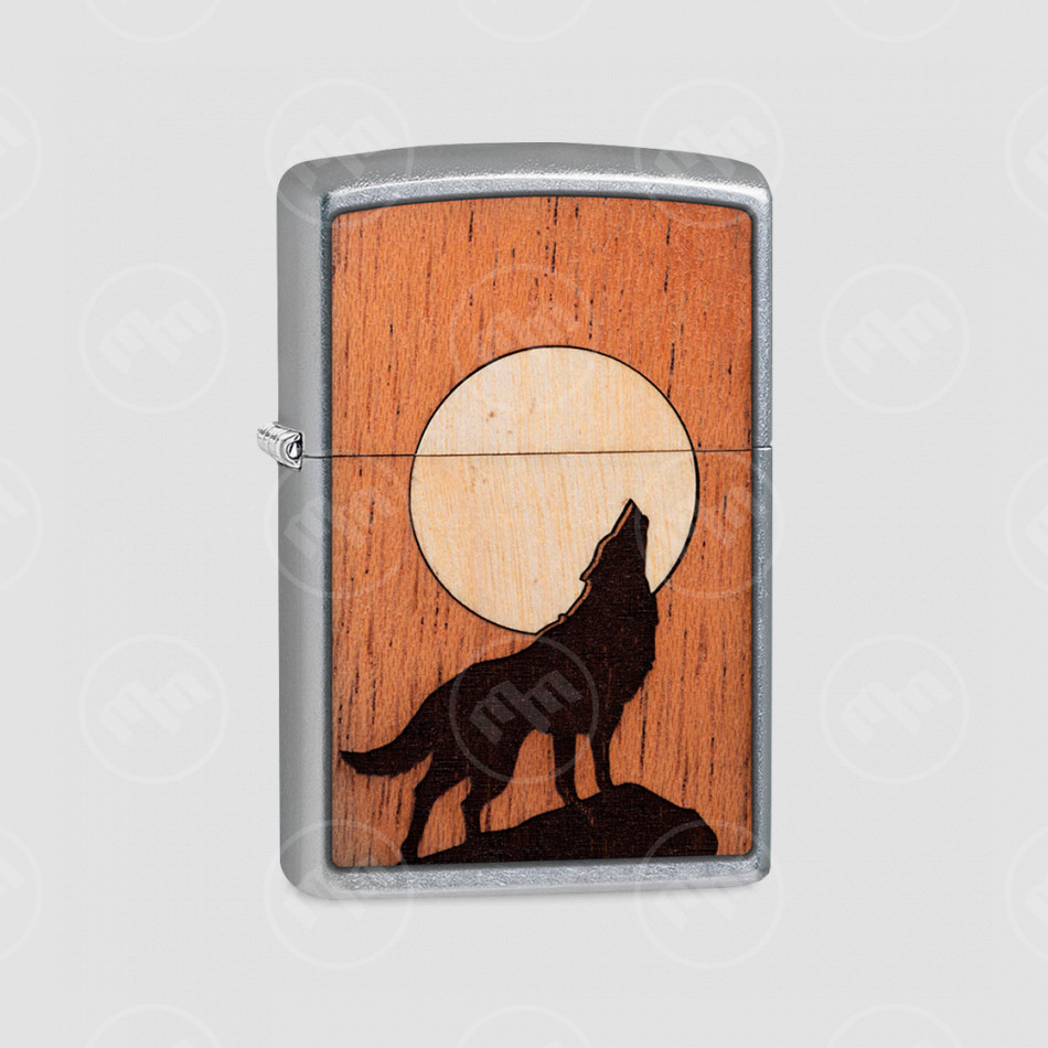 Зажигалка WOODCHUCK USA Howling Wolf Street Chrome, ZIPPO, США