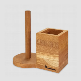 Подставка для кухонных принадлежностей и держатель для бумажных полотенец US005ON, 25 х 14 х 22 см, дерево дуб, WOODINHOME, Россия, WOODINHOME (Россия)